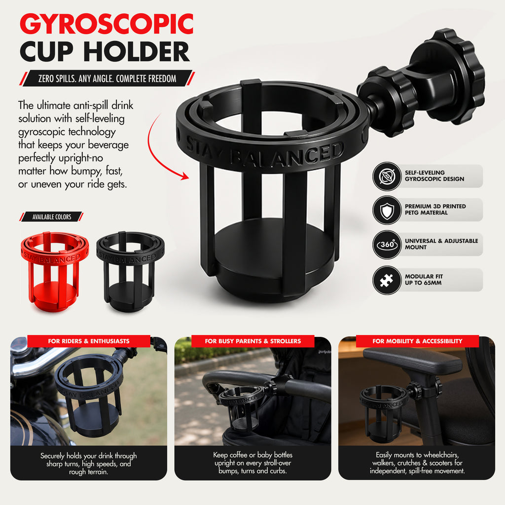 Gyroscopic Cup Holder — Anti-Spill Universal Mount