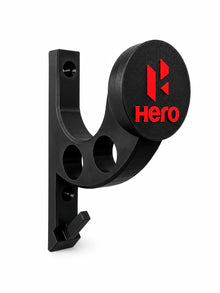 Premium Wall Mount Helmet Holder - Heavy Duty Gear Organizer Stand with Dual Jacket Loops & Utility Key Hook (Matte Black & Red)